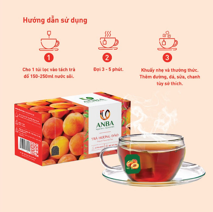 Anba - Peach black tea (tea bag) distributed by Vietfarms